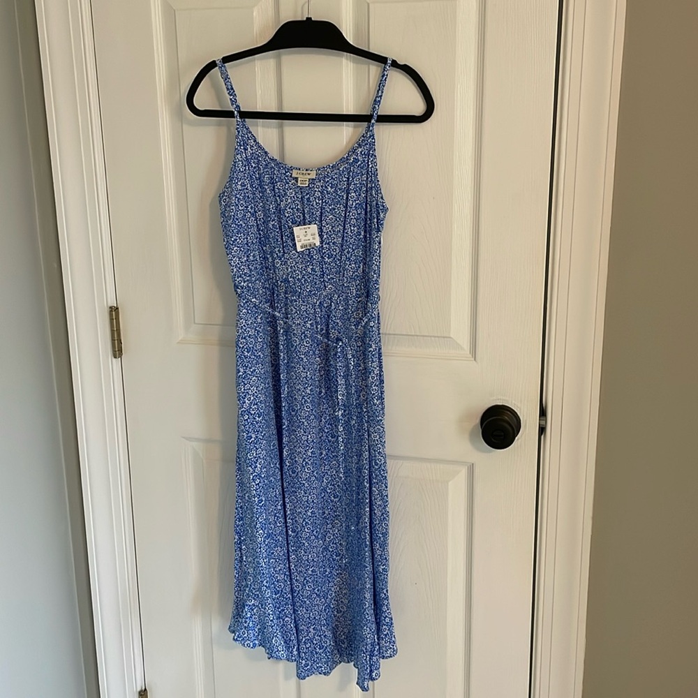 NWT J. Crew Factory Petite Ruffle Midi Dress with Curved Hem, P00